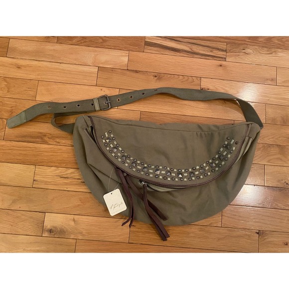 Free People At Ease Embellished Sling Bag - Green - Women's Boho Crossbody - Picture 1 of 4
